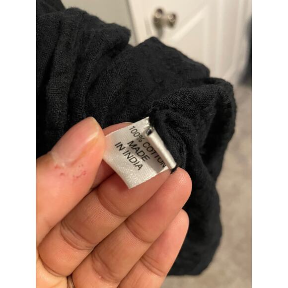 Jess Brown Womens Midi Shift Dress Small Black Cotton Gauzy Peasant Lagenlook - Picture 4 of 8